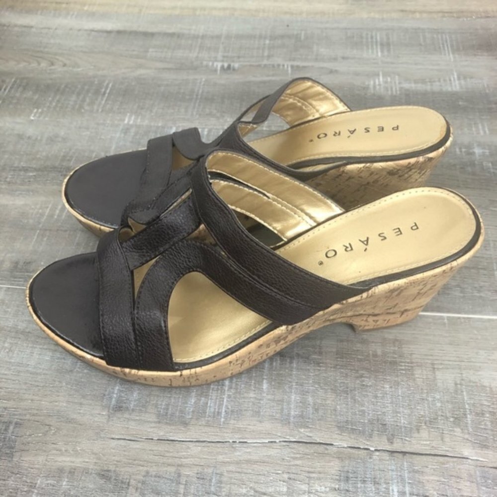 Pesaro Gisella Brown Cork Platform Sandal Size 10 - Picture 3 of 13